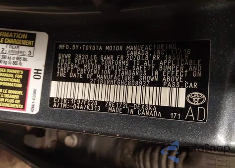 2017 Toyota Corolla Se from USA, damaged, VIN 2T1BURHE6HC808937